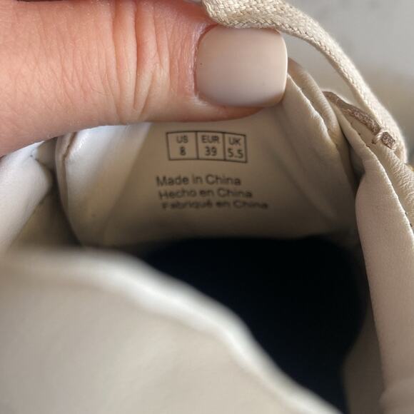 New Rebecca Minkoff Leather Devine Lace Up Sneakers Cream Gold Metal Women's 8 - Picture 8 of 8